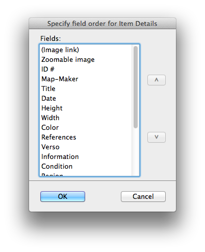 Item Details Field Order Dialog