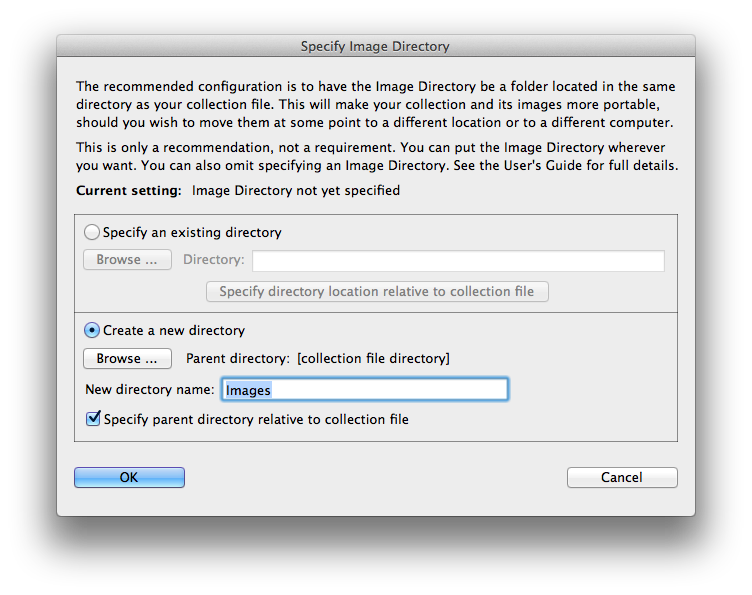 Specify Image Directory dialog