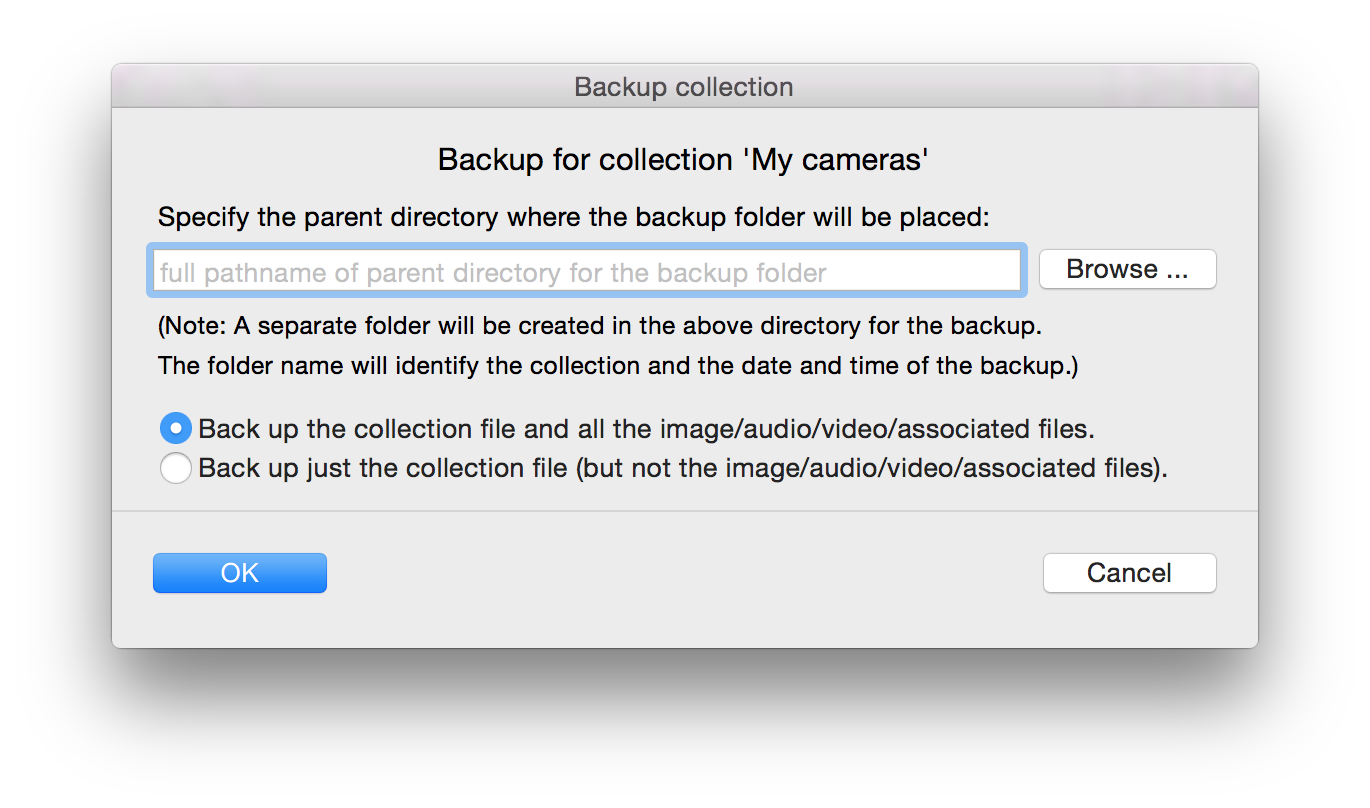Backup dialog